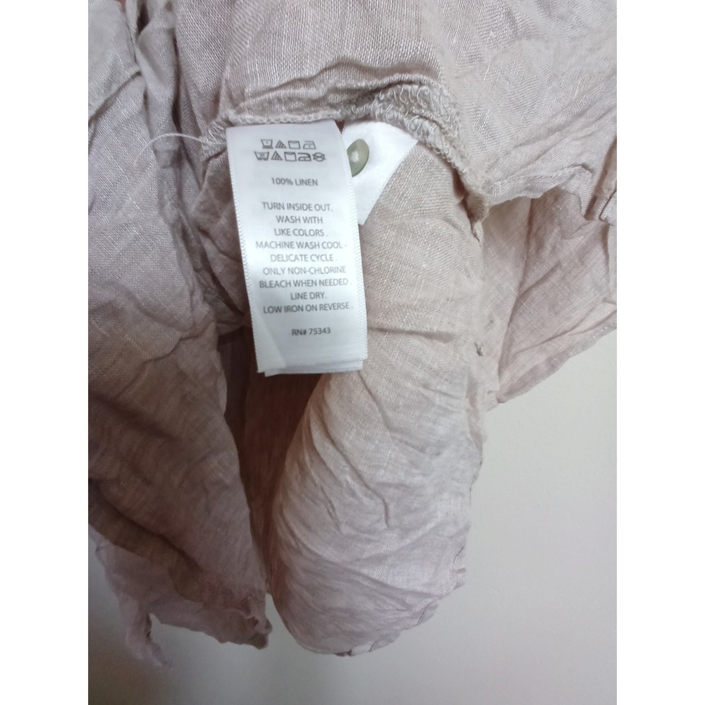 Tahari Linen Blouse Womens Small Beige Excellent Dolman Sleeve Button Up Top - Picture 4 of 6